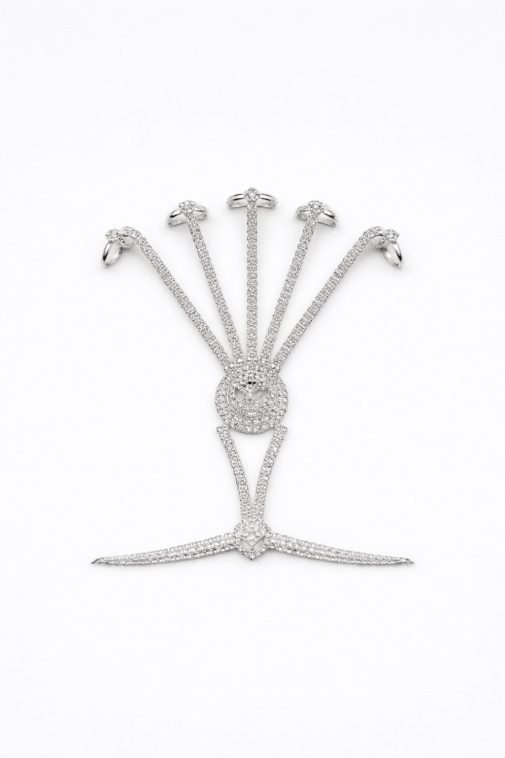 Bijou de Main couleur Or ou Argent avec Pierres Blanches - Bagues Multiples