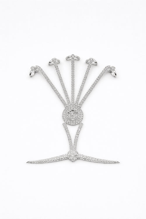 Bijou de Main couleur Or ou Argent avec Pierres Blanches - Bagues Multiples