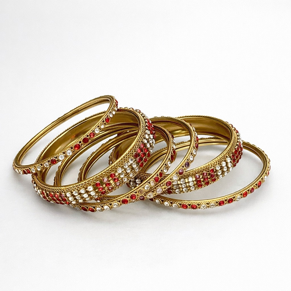 Lot de Bracelets Plaqué Or avec Pierres Multicolores et Strass