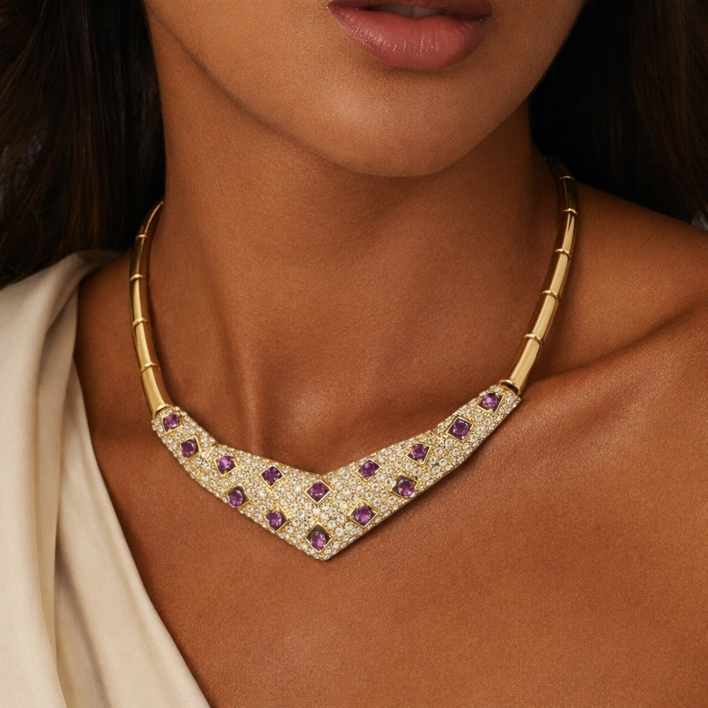 Parure Complète avec Pierres Colorées – Collier, Bracelet, Bague et Boucles d’Oreilles