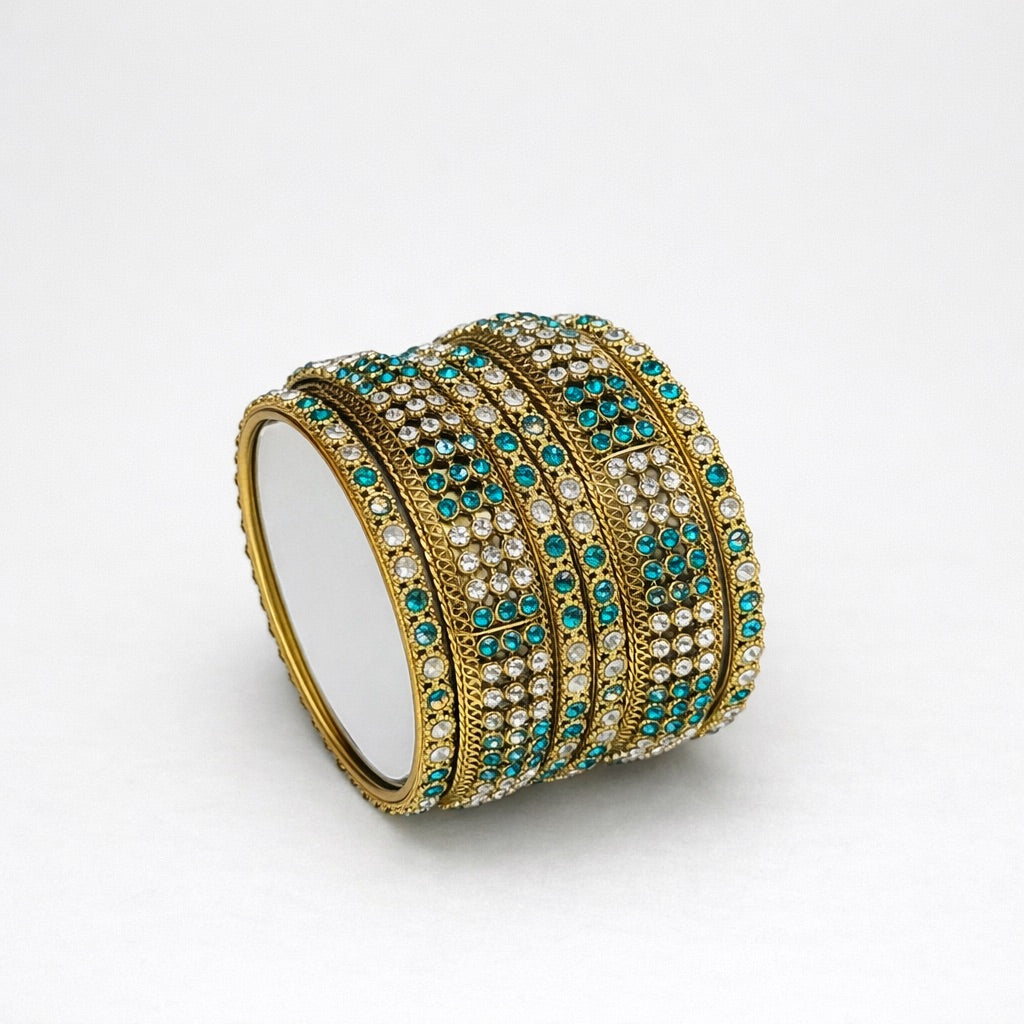 Lot de Bracelets Plaqué Or avec Pierres Multicolores et Strass