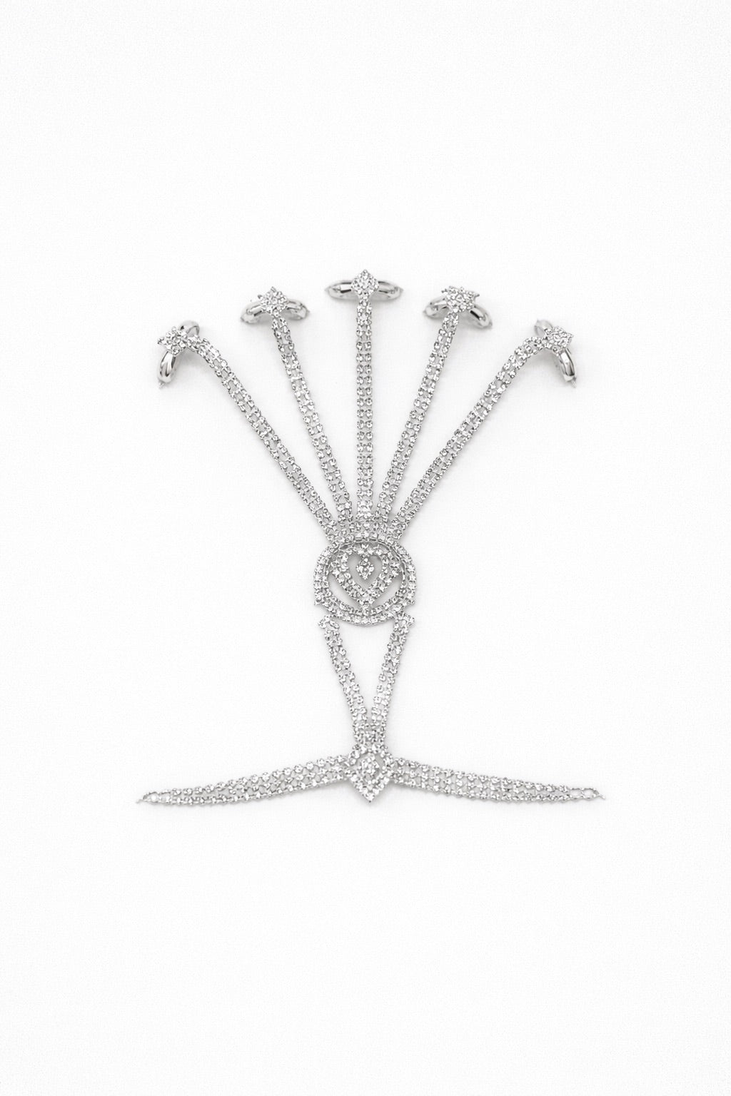 Bijou de Main couleur Or ou Argent avec Pierres Blanches - Bagues Multiples