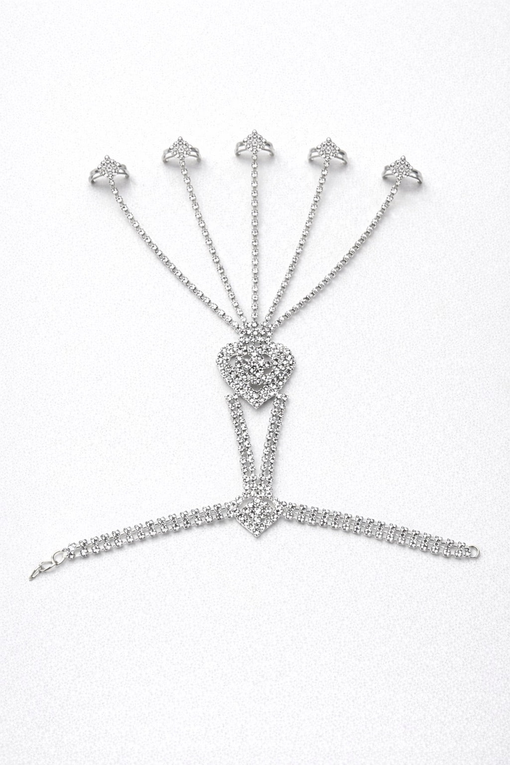 Bijou de Main couleur Or ou Argent avec Pierres Blanches - Bagues Multiples