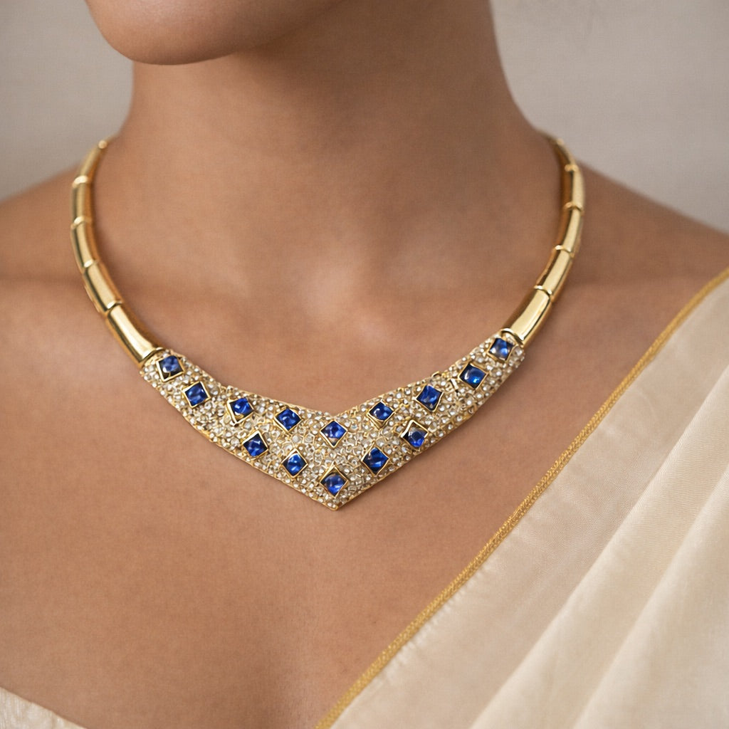 Parure Complète avec Pierres Colorées – Collier, Bracelet, Bague et Boucles d’Oreilles