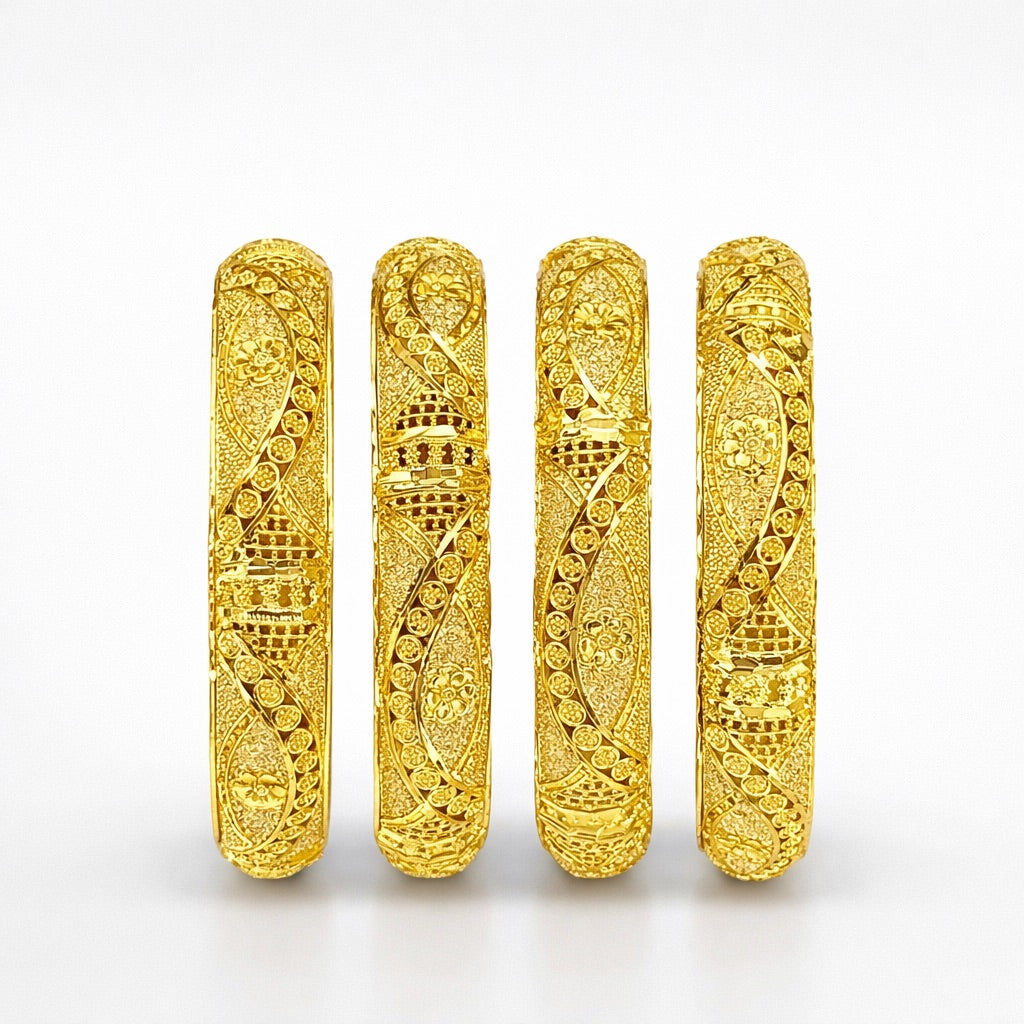 Rajhira - Lot de 4 Bracelets Plaqué Or