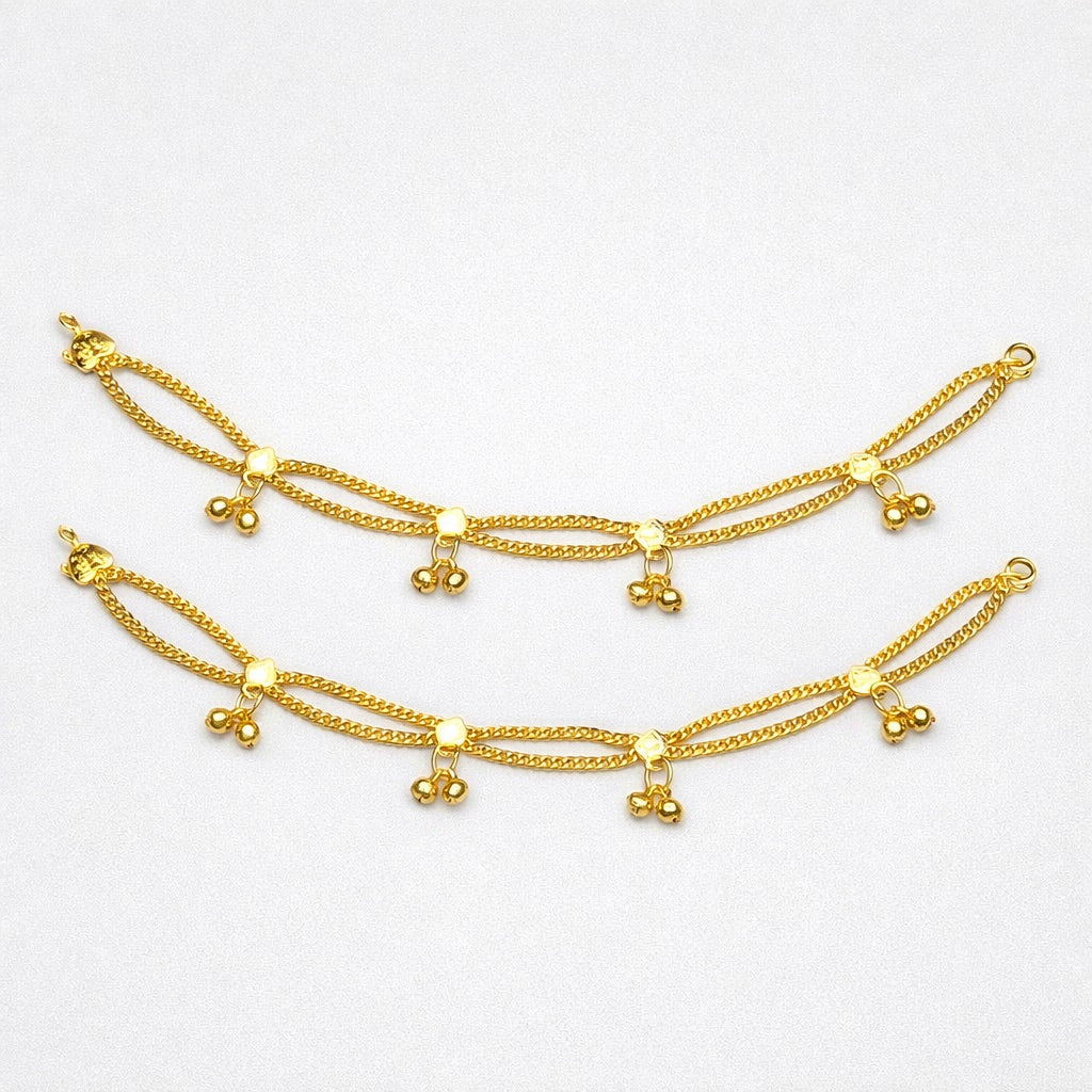 Bracelet de Cheville Plaqué Or Multi-Chaînes – Lot de 2