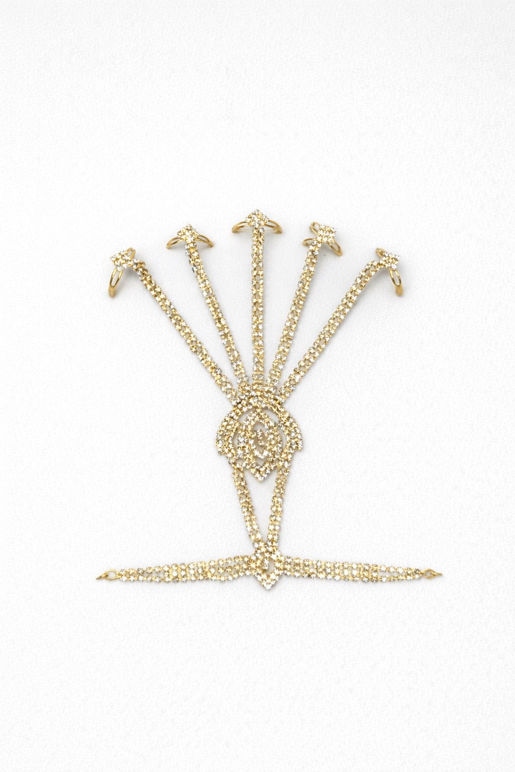 Bijou de Main couleur Or ou Argent avec Pierres Blanches - Bagues Multiples