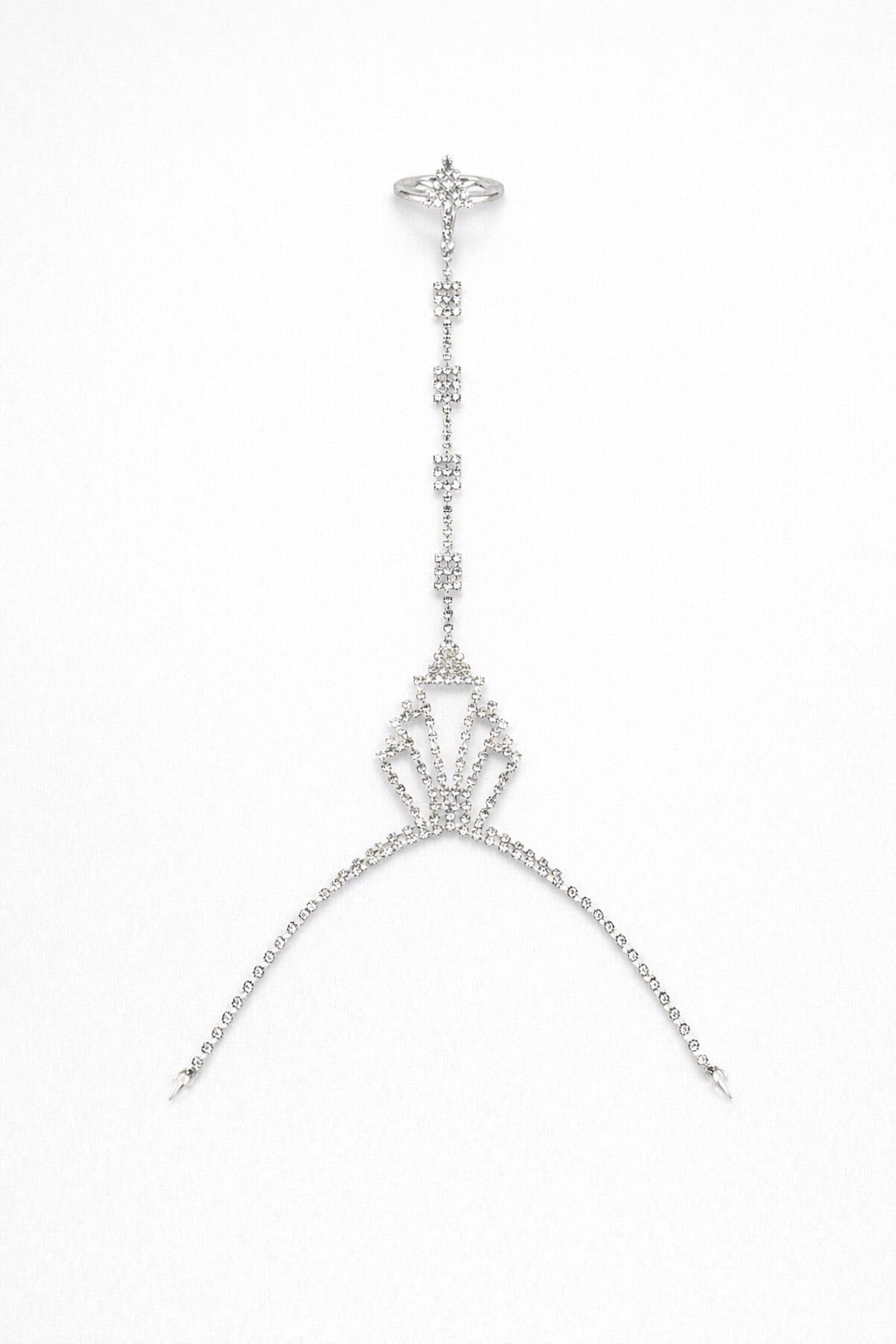 Bijou de Main Argent avec Pierres Blanches - Bague Simple