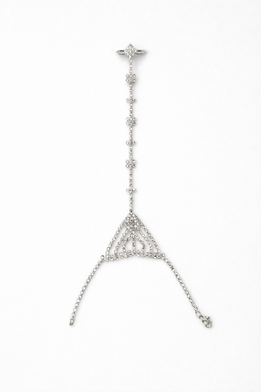 Bijou de Main Argent avec Pierres Blanches - Bague Simple