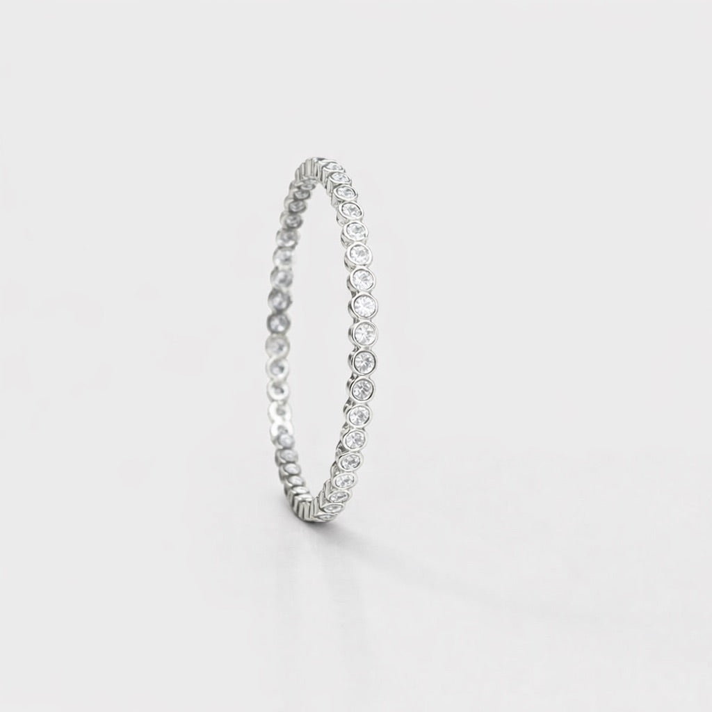 Bracelet Élégant Plaqué Argent avec Pierres style Diamants