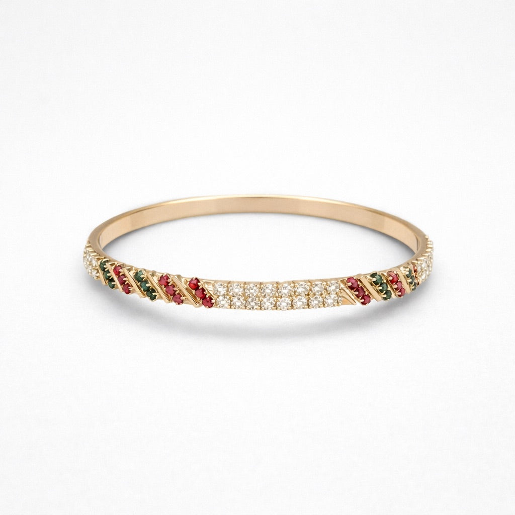 Lot de 4 Bracelets à Pierres Blanches, Rouges et Vertes