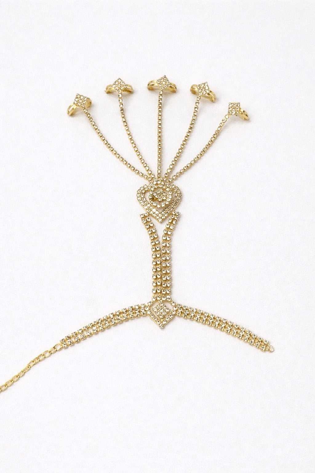 Bijou de Main couleur Or ou Argent avec Pierres Blanches - Bagues Multiples