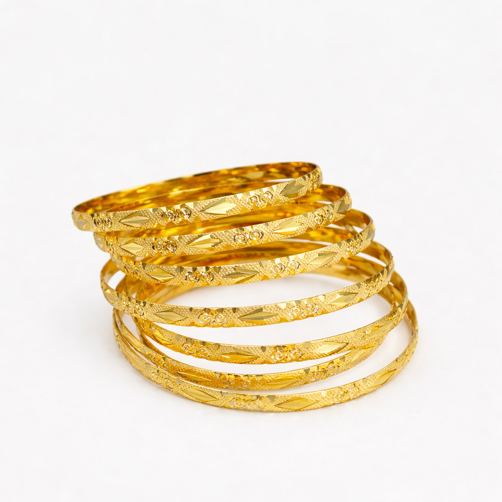 ChaarMani - Lot de 8 Bracelets Plaqué Or