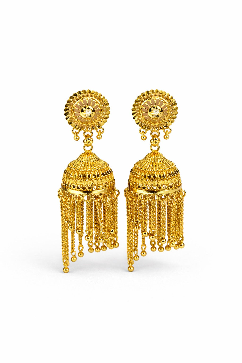 Boucles d’Oreilles Plaqué Or avec Chaînes Pendantes