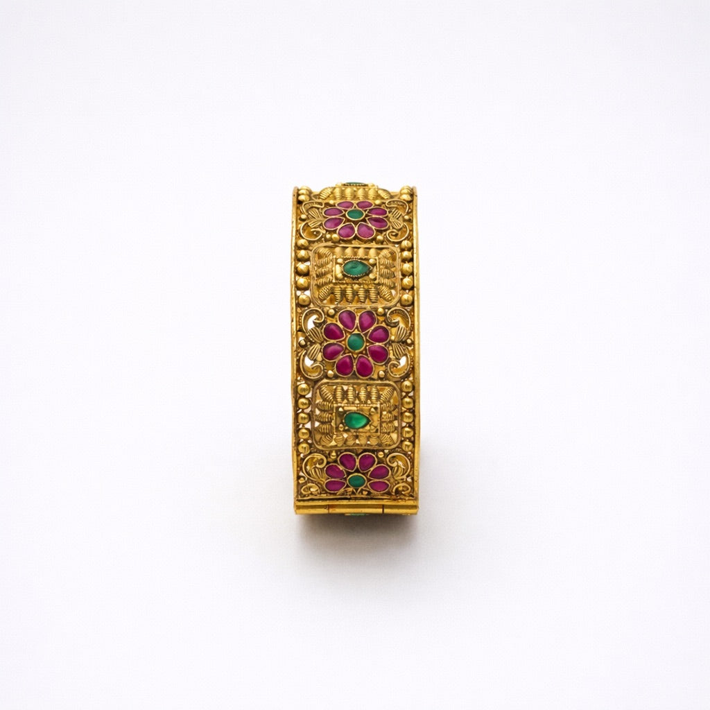 Bracelet Manchette Doré Floral