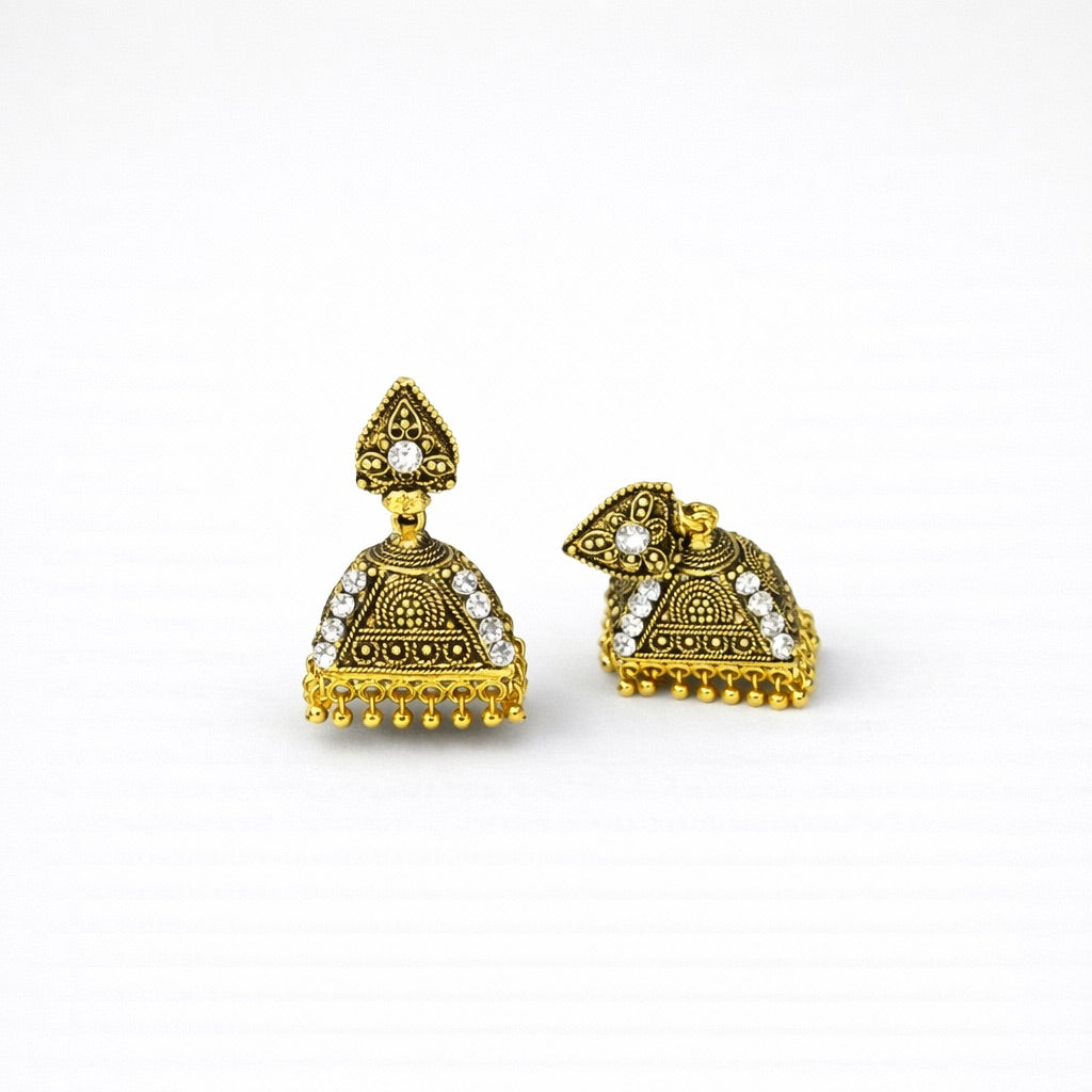 Boucles d’Oreilles Jhumka avec Strass Colorés