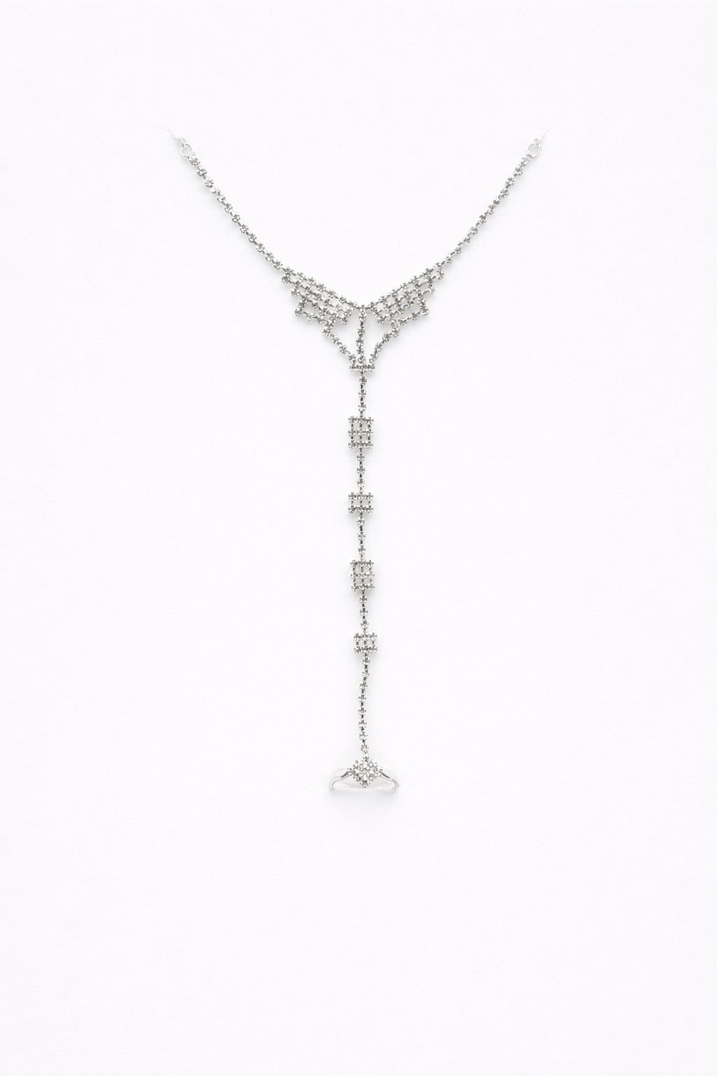 Bijou de Main Argent avec Pierres Blanches - Bague Simple