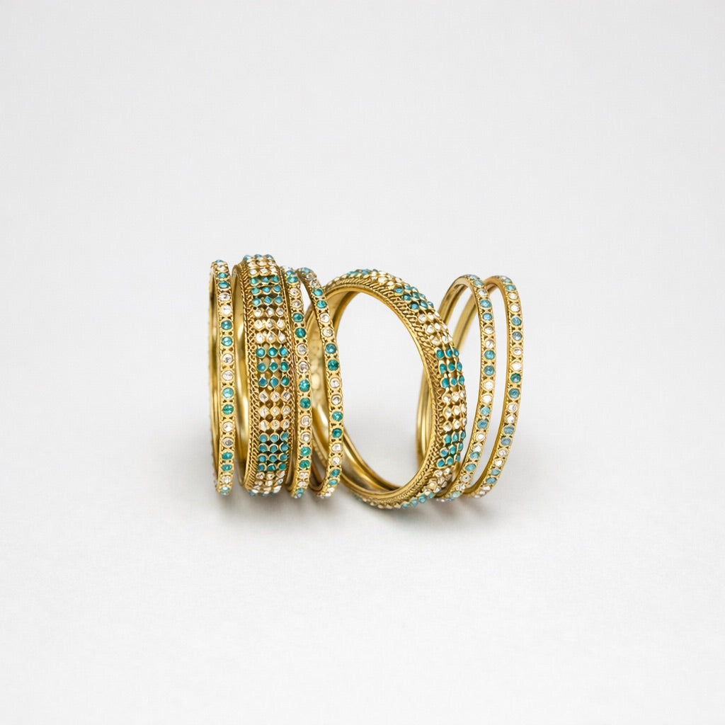 Lot de Bracelets Plaqué Or avec Pierres Multicolores et Strass