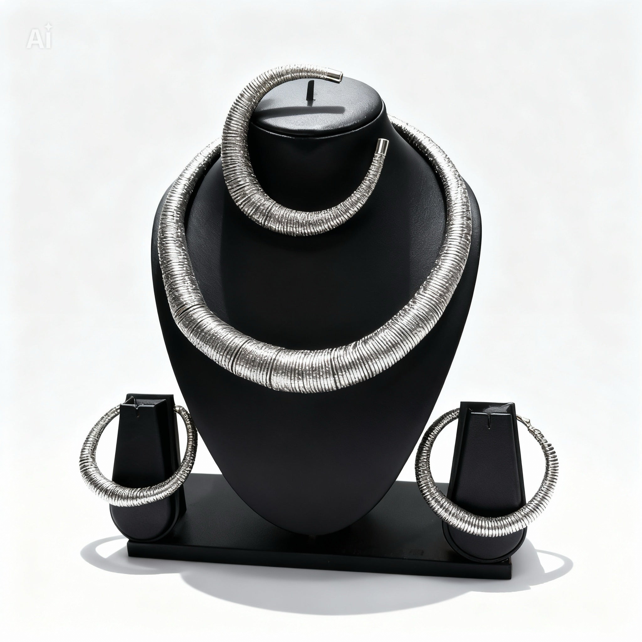 Parure Collier, Bracelet et Boucles d’Oreilles Argenté ou Doré