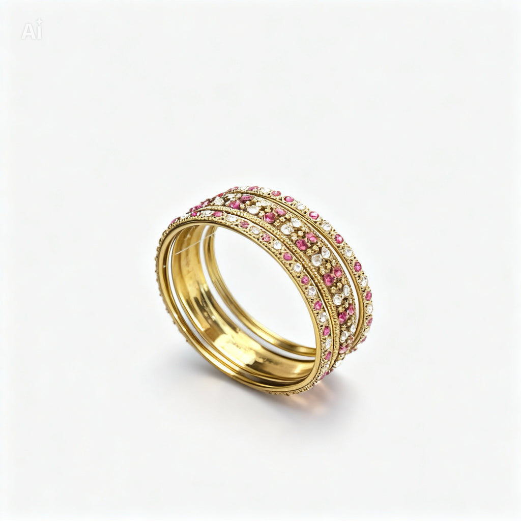 Lot de Bracelets Plaqué Or avec Strass