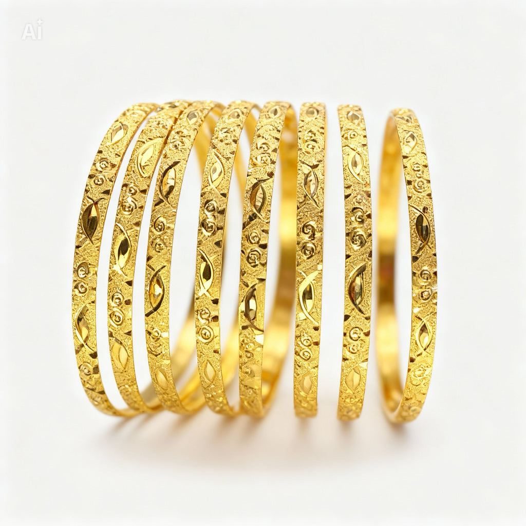 AmaraMani - Lot de 8 Bracelets Plaqué Or